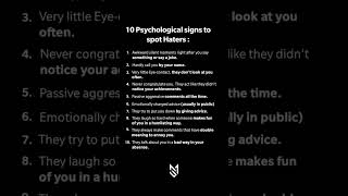 10 psychology signs to spot haters shorts fyp [upl. by Holbrooke37]