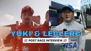 F1’s Yuki Tsunoda amp Charles Leclerc Post Race F1 Interview At The Dutch GP [upl. by Hsiri525]