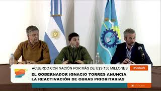 Conferencia de prensa reactivación de obras prioritarias para Chubut [upl. by Ateinotna]