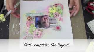 Mixed Media 12x12 scrapbooking Layout tutorial Step by step scrapbook layout tutorial [upl. by Atekehs]