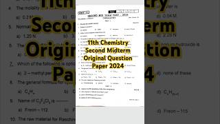 11th Chemistry Second Midterm Original Question Paper 2024 Most Important Question [upl. by Doble]