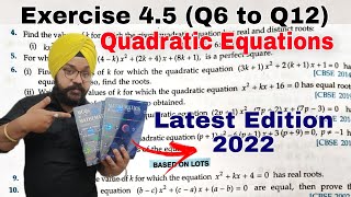 RD Sharma Class 10 Solutions Ex 45 Q6 to Q12 Chapter 4 Quadratic Equations Latest Edition Book 2022 [upl. by Cutler]