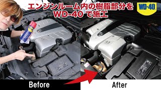 【検証】WD40を使いエンジンルームの樹脂パーツは光沢、クリーニングは復活するのか？！ [upl. by Buseck]