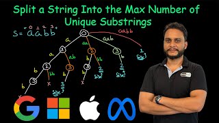 Split a String Into the Max Number of Unique Substrings  Leetcode 1593 [upl. by Ardnuahs312]