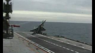 Su33 Unsuccessful cobra landing attempt  Admiral Kuznetsov  RuAF [upl. by Nathan]