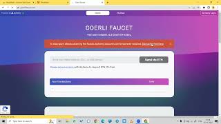 Connecting Metamask  Showing Test Network  Adding Goerli Ether from Faucet [upl. by Brigit]