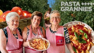 Enjoy tomato passata amp pasta made by Rita Adriana and Brunilde Pasta Grannies [upl. by Reine]