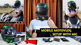 Most Affordable Phone Moto Vlogging Setup  Mobile Motovlog Setup With Mic [upl. by Sidra685]