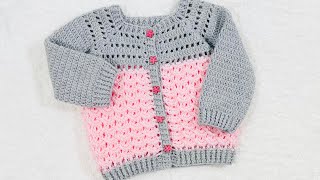 Chaquetita para niñas a crochet paso a paso FÁCIL 46 años y mas tallas [upl. by Aiyotal]