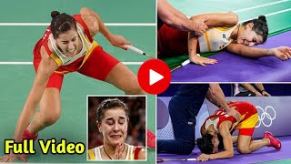 Cruel blow for Carolina as tearful Spaniard limps out of Olympics  carolina marin crying [upl. by Tor]