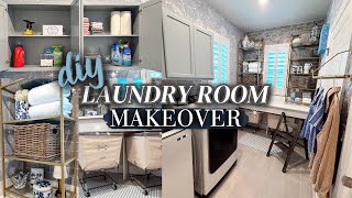 EXTREME LAUNDRY ROOM MAKEOVER 🧺 DIY ORGANIZATION AND DECORATE WITH ME [upl. by Yelekreb188]