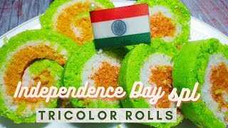 Tricolor Rolls I Independence Day Spl I Tri colour dessert I How to make tricolor dessert [upl. by Nygem]