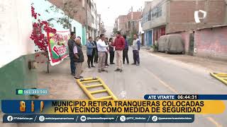 Vecinos de Ate reclaman por retiro de tranqueras municipio afirma que permiso venció en el 2020 [upl. by Hayden361]