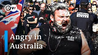 Antilockdown protests turn violent in Australia  DW News [upl. by Marba]