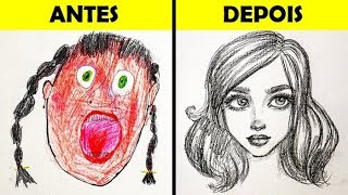 22 TRUQUES FÁCEIS DE DESENHOS PARA INICIANTES  TUTORIAIS E DICAS DE DESENHO E PINTURA [upl. by Odnanref]