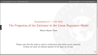 Properties of the Estimator in the Linear Regression Model for Stationary Time Series [upl. by Theodora950]