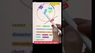 Parts of a circle circle arc diameter radius maths  geometry circumcircle bisectors semi [upl. by Jac]