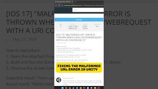 🚀Fixing the Malformed URL Error in Unity🚀 [upl. by Eednil]