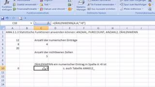 am4313  Statistische Funktionen anwenden können ANZAHL PURECOUNT ANZAHL2 ZÄHLENWENN [upl. by Atekihc]