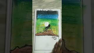 lion in moon light  with oil plastes   easy for beginners    aaha [upl. by Miuqaoj238]