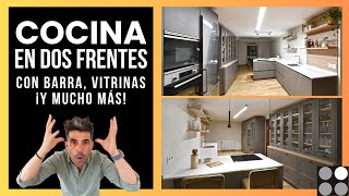 Cocina en PARALELO DOS FRENTES Moderna Gris y Madera CJR [upl. by Eiddal]