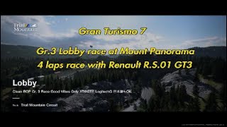 GT7  Gr3 Lobby race  Trial Mountain  4 laps  Renault RS01 GT3 [upl. by Fredek]