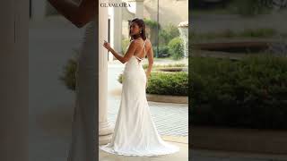 Glamlora Chic Sheath Chiffon Ruched VNeck Sleeveless Sweep Train Wedding Dress GLY24W0140 [upl. by Allesiram]