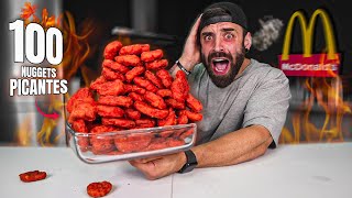 PUEDO COMER 100 NUGGETS PICANTES de MCDONALDS en 10 MINUTOS 🔥 spicy challenge nunca lo intentes [upl. by Enoval]