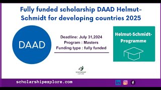 How to apply for DAAD Helmut Schmidt scholarship 2025 fully funded program for developing countries [upl. by Airdnek260]