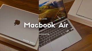 MacBook Air M2 Space Grey Aesthetic Unboxing 📦 Unboxing and Set up 💻☁️ [upl. by Brom]