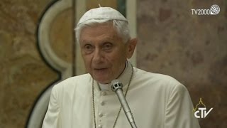 Discorso di Benedetto XVI nel 65esimo anniversario della sua ordinazione sacerdotale [upl. by Anitsirt]