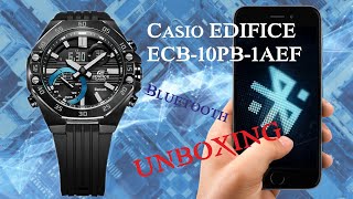 Casio EDIFICE ECB10PB1AEF Bluetooth function UNBOXING  Pairing with smartphone 4K [upl. by Peregrine339]