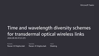 Time and wavelength diversity schemes for transdermal optical wireless links [upl. by Aia]