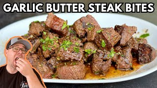 These Garlic Butter Steak Bites are a CHEAT CODE for Cooking Steak on the Griddle [upl. by Olympe]