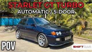 AUTOMATIC STARLET GT TURBO  POV DRIVE  LAUNCH 0  100 KMH  4K [upl. by Ekle]