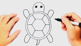 How to draw a Tortoise Step by Step  Easy drawings [upl. by Brucie164]