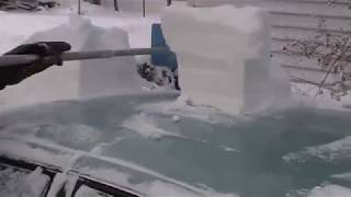 How To Clear 14 Inches Of Snow Off Vehicle In 10 Seconds With SnoBrum [upl. by Marigolda]