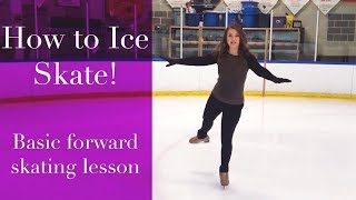 Learn Figure Skating Forward Stroking Beginner Ice Skating Tutorial [upl. by Leahcimauhsoj]