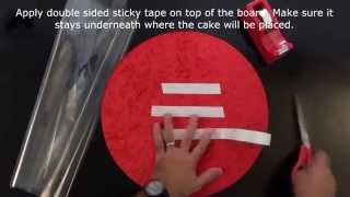 How to Cover a Cake Board with Fabric and Cellophane  Wedding or Birthday [upl. by Eserrehs]