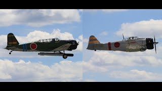 Japanese B5N2 Kate and A6M Zero aircraft replicas WW2 Weekend Reading PA June 8 2024 [upl. by Gensmer]