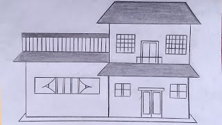 My Nice House 🏠Ghar ka chitra 🏠Home Drawing 🏠 Art Easy Pencil💞 [upl. by Doner]