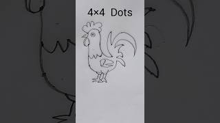 How to draw Rooster 🐓 with dots Simple and Easy drawing shorts [upl. by Nibla26]