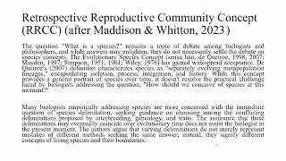 Species Concept Part IX Retrospective Reproductive Community Concept RRCC [upl. by Dulcinea346]