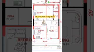 💕🏘️22 Ft X 29 Ft North Facing House Plan According To Vastu  22  29 Home Design  65m X 9m Home [upl. by Nrobyalc]