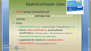 Pharmacology 289 d CorticoSteroid HydroCortisone Uses [upl. by Angelia]