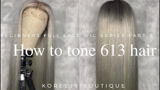 How to tone 613 hair Toning 613 Hair t14 wella tonerDIY Purple Shampoo [upl. by Evelina981]