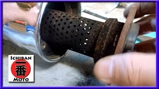 how to remove and repack a vintage motorcycle muffler exhaust baffel silencer with fiberglass [upl. by Trager]