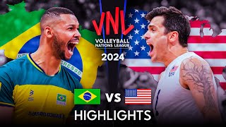 🇧🇷 BRAZIL vs USA 🇺🇸  Highlights  Mens VNL 2024 [upl. by Atiuqnahs]