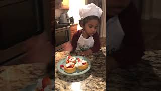 Sweet Chef in Action 3YearOld Creates Delicious Strawberry Shortcakes from Scratch  Baking Fun [upl. by Farris329]