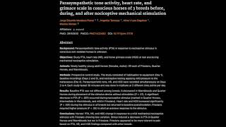 Pain response in 3 horse breeds before during and after nociceptive mechanical stimulation [upl. by Bevash]